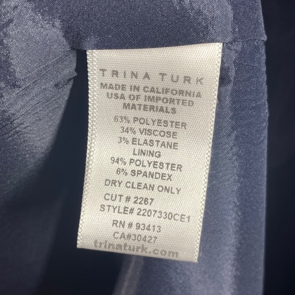 Trina Turk Dress Womens 10 blue white plaid blouson pencil dolman designer - Picture 5 of 8